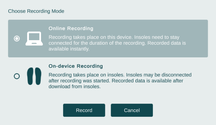 Recording mode selection